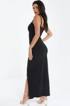 Black Buckle Strap Maxi Dress -Outlet Clothyne Store 00100038460 XB