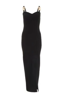 Black Buckle Strap Maxi Dress