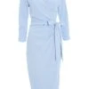 Light Blue Wrap Tie Midi Dress 1 Light Blue Wrap Tie Midi Dress -Outlet Clothyne Store 00100038461 ZM