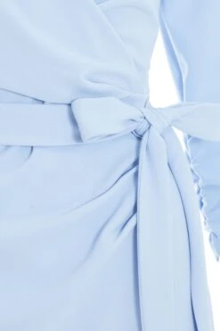 Light Blue Wrap Tie Midi Dress -Outlet Clothyne Store 00100038461 ZS