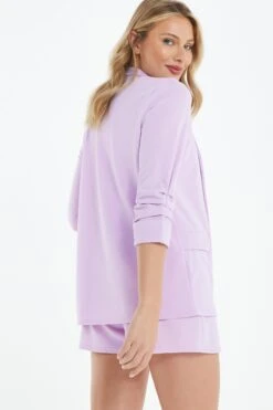 Lilac Ruched Sleeve Blazer -Outlet Clothyne Store 00100038506 XB