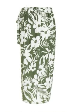 Khaki Floral Split Maxi Skirt 12 Khaki Floral Split Maxi Skirt -Outlet Clothyne Store 00100038522 ZB