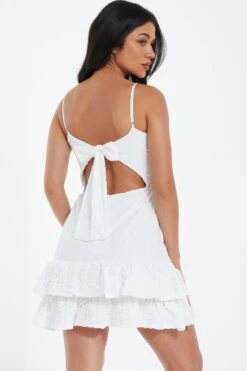 White Tie Back Skater Dress 10 White Tie Back Skater Dress -Outlet Clothyne Store 00100038556 XB