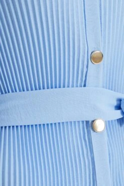 Blue Oversized Pleated Shirt Dress -Outlet Clothyne Store 00100038566 ZS