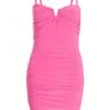 Pink V Neck Bodycon Mini Dress -Outlet Clothyne Store 00100038576 ZM