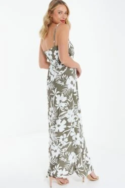 Khaki Tropical Print Maxi Dress -Outlet Clothyne Store 00100038590 XB