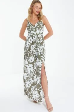 Khaki Tropical Print Maxi Dress -Outlet Clothyne Store 00100038590 XM