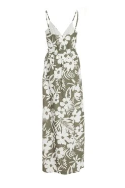 Khaki Tropical Print Maxi Dress -Outlet Clothyne Store 00100038590 ZB