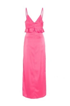 Pink Satin Frill Slip Midi Dress -Outlet Clothyne Store 00100038602 ZB