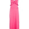 Pink Satin Frill Slip Midi Dress -Outlet Clothyne Store 00100038602 ZM