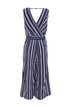 Navy Stripe Print Culotte Jumpsuit 12 Navy Stripe Print Culotte Jumpsuit -Outlet Clothyne Store 00100038623 ZB