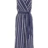 Navy Stripe Print Culotte Jumpsuit 2 Navy Stripe Print Culotte Jumpsuit -Outlet Clothyne Store 00100038623 ZM