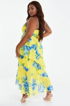 Curve Yellow Floral Midaxi Dress -Outlet Clothyne Store 00100038632 XB