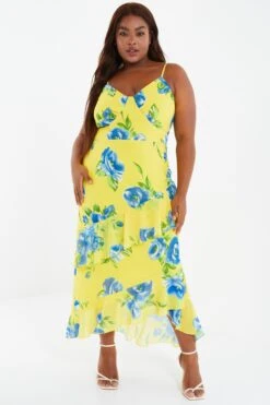 Curve Yellow Floral Midaxi Dress -Outlet Clothyne Store 00100038632 XM