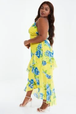 Curve Yellow Floral Midaxi Dress -Outlet Clothyne Store 00100038632 XS