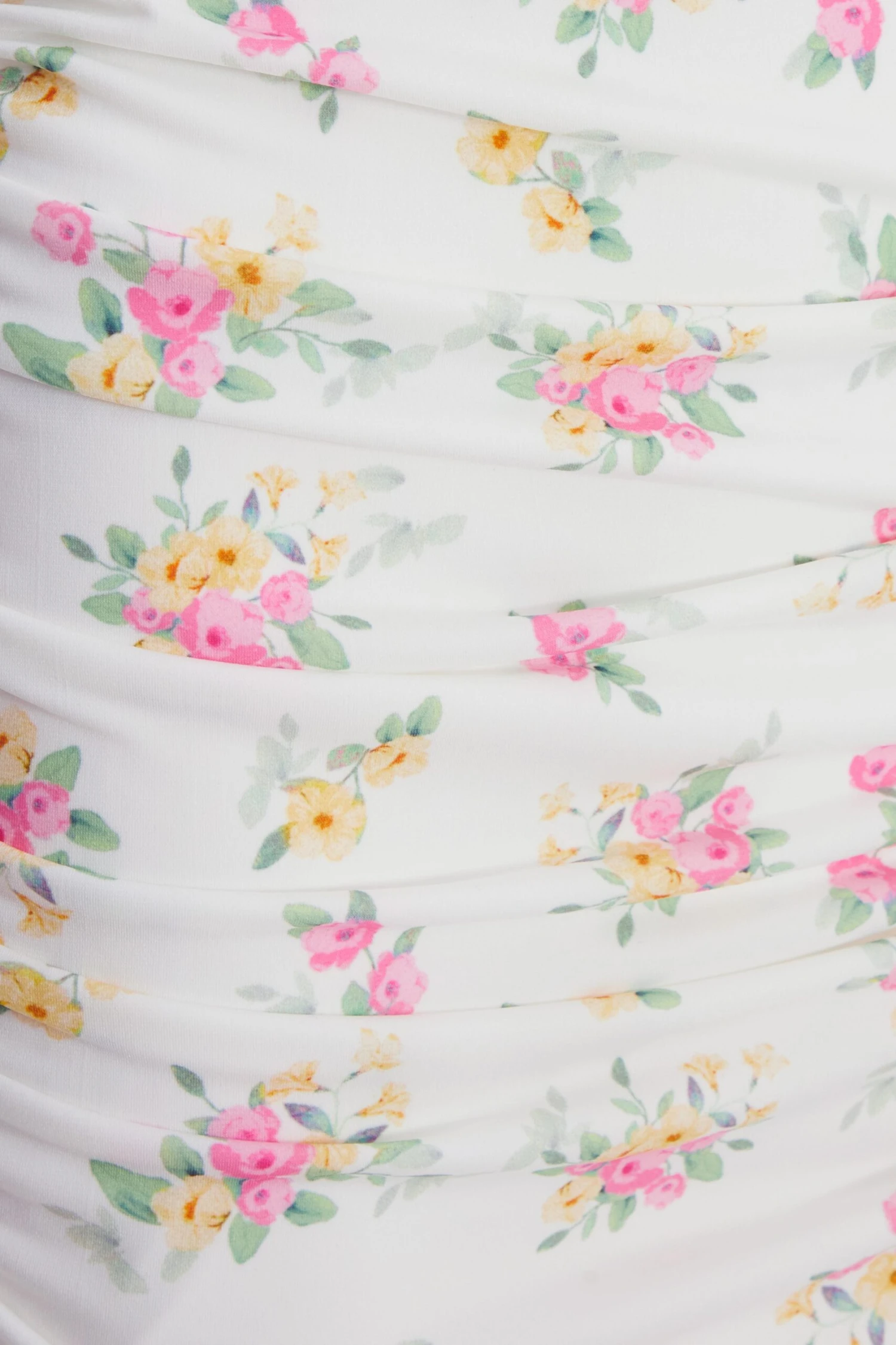 White Ditsy Floral Ruched Mini Dress 8 White Ditsy Floral Ruched Mini Dress - Image 6