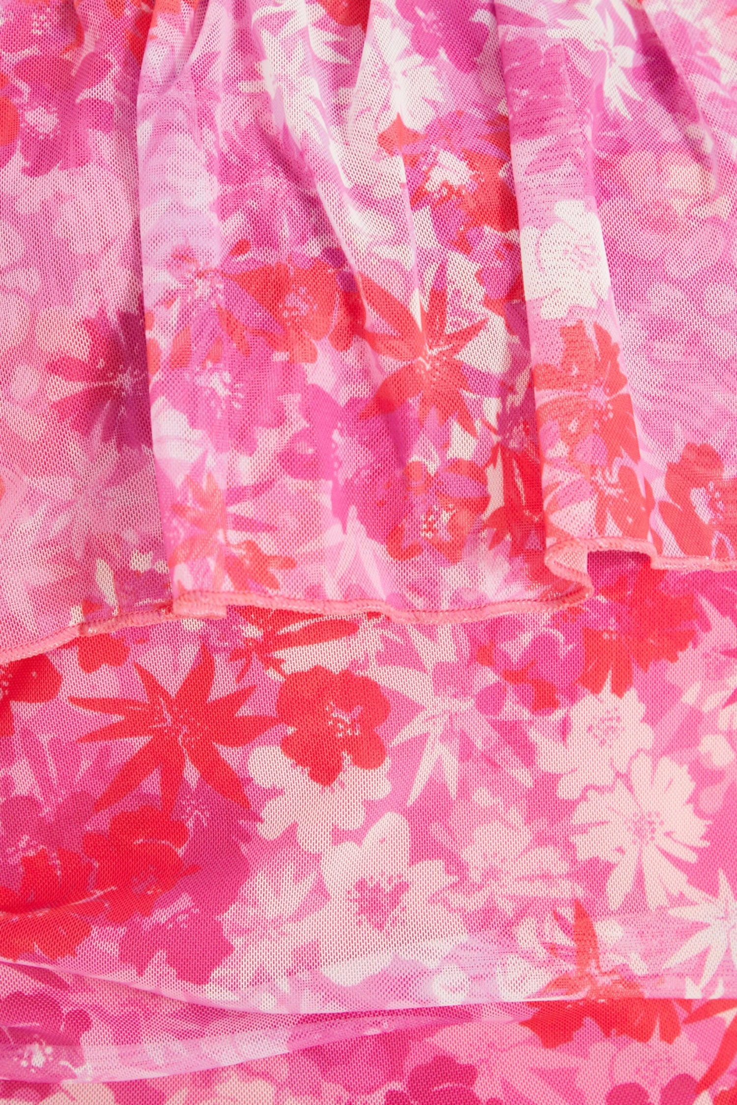 Pink Floral Ruched Bardot Mini Dress 8 Pink Floral Ruched Bardot Mini Dress - Image 6