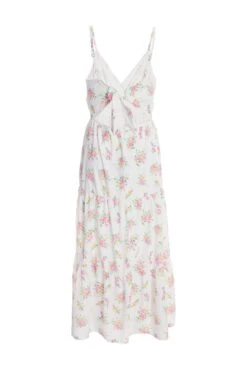 White Ditsy Floral Ruched Midi Dress -Outlet Clothyne Store 00100038658 ZB