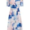 Blue Marble Print Dip Hem Dress -Outlet Clothyne Store 00100038684 ZM