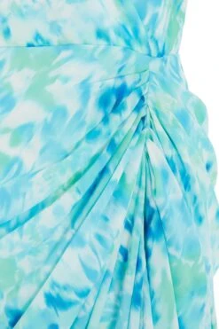 Blue Wrap Ruched Midi Dress -Outlet Clothyne Store 00100038686 ZS