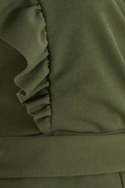 Khaki Wrap Frill Front Culotte Jumpsuit 13 Khaki Wrap Frill Front Culotte Jumpsuit -Outlet Clothyne Store 00100038753 ZS