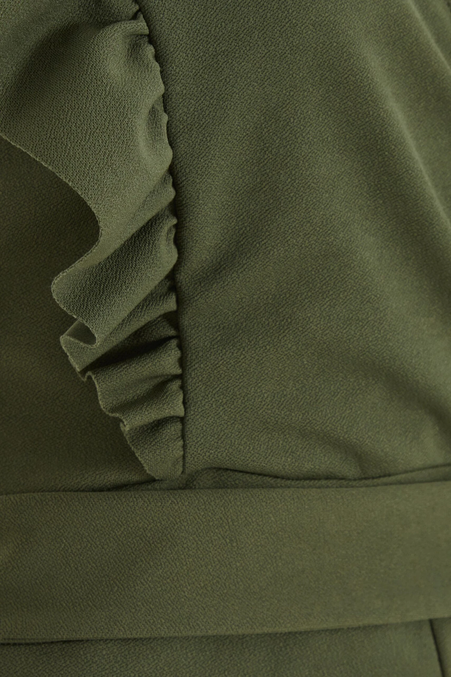 Khaki Wrap Frill Front Culotte Jumpsuit 8 Khaki Wrap Frill Front Culotte Jumpsuit - Image 6