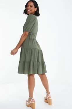 Khaki Wrap Mini Shirt Dress -Outlet Clothyne Store 00100038763 XB