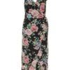 Black Floral Chiffon Wrap Midi Dress -Outlet Clothyne Store 00100038768 ZM