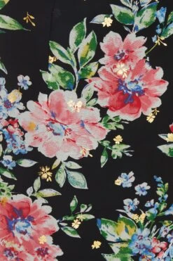 Black Floral Chiffon Wrap Midi Dress -Outlet Clothyne Store 00100038768 ZS