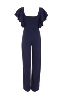 Navy Frill Sleeve Palazzo Jumpsuit -Outlet Clothyne Store 00100038773 ZB