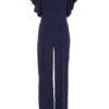 Navy Frill Sleeve Palazzo Jumpsuit -Outlet Clothyne Store 00100038773 ZM