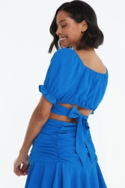 Blue Ruched Crop Top 10 Blue Ruched Crop Top -Outlet Clothyne Store 00100038789 XB