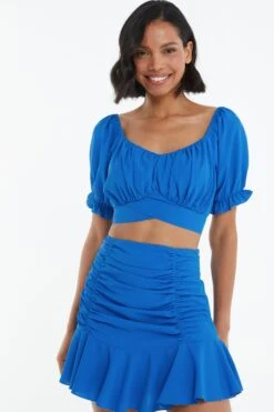 Blue Ruched Crop Top 9 Blue Ruched Crop Top -Outlet Clothyne Store 00100038789 XM
