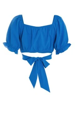 Blue Ruched Crop Top 12 Blue Ruched Crop Top -Outlet Clothyne Store 00100038789 ZB