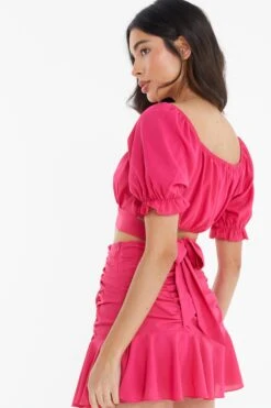 Pink Ruched Crop Top 10 Pink Ruched Crop Top -Outlet Clothyne Store 00100038791 XB