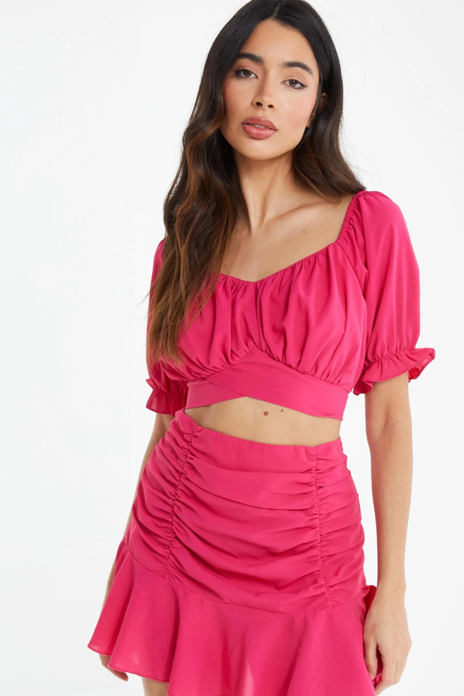 Pink Ruched Crop Top 4 Pink Ruched Crop Top - Image 2