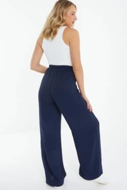 Navy Buckle Palazzo Trousers -Outlet Clothyne Store 00100038845 XB