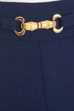 Navy Buckle Palazzo Trousers -Outlet Clothyne Store 00100038845 ZS
