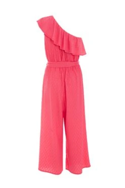 Pink Textured Frill Culotte Jumpsuit -Outlet Clothyne Store 00100038848 ZB