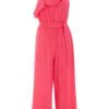 Pink Textured Frill Culotte Jumpsuit -Outlet Clothyne Store 00100038848 ZM