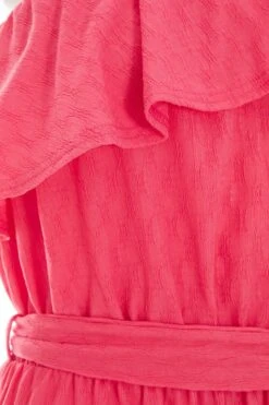 Pink Textured Frill Culotte Jumpsuit -Outlet Clothyne Store 00100038848 ZS