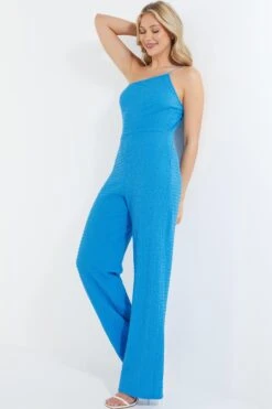 Blue One Shoulder Palazzo Jumpsuit -Outlet Clothyne Store 00100038851 XS