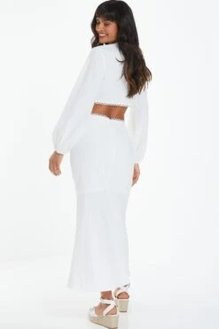 White Textured Midi Skirt 10 White Textured Midi Skirt -Outlet Clothyne Store 00100038876 XB