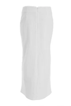 White Textured Midi Skirt 12 White Textured Midi Skirt -Outlet Clothyne Store 00100038876 ZB