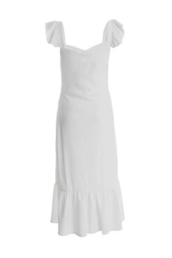 White Textured Frill Midi Dress -Outlet Clothyne Store 00100038881 ZB