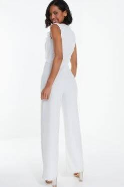 White Frill Wrap Palazzo Jumpsuit -Outlet Clothyne Store 00100038882 XB