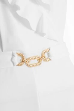 White Frill Wrap Palazzo Jumpsuit -Outlet Clothyne Store 00100038882 ZS