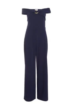 Navy Bardot Palazzo Jumpsuit