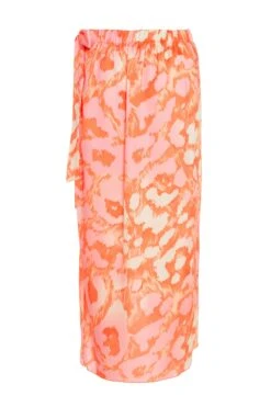 Orange Leopard Print Satin Wrap Midi Skirt 12 Orange Leopard Print Satin Wrap Midi Skirt -Outlet Clothyne Store 00100038902 ZB