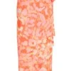 Orange Leopard Print Satin Wrap Midi Skirt -Outlet Clothyne Store 00100038902 ZM